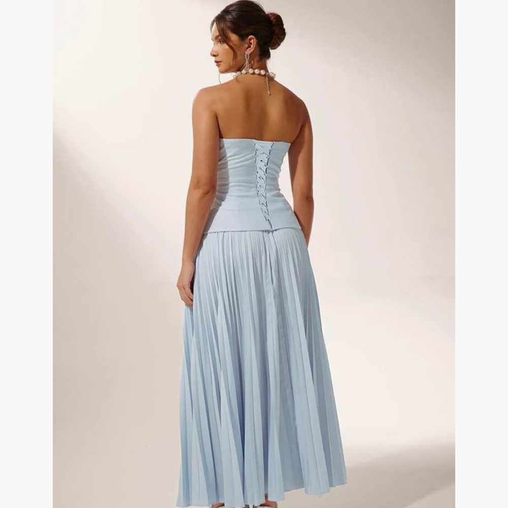 White Strapless Dress (lace up back) - Picture 2 of 2